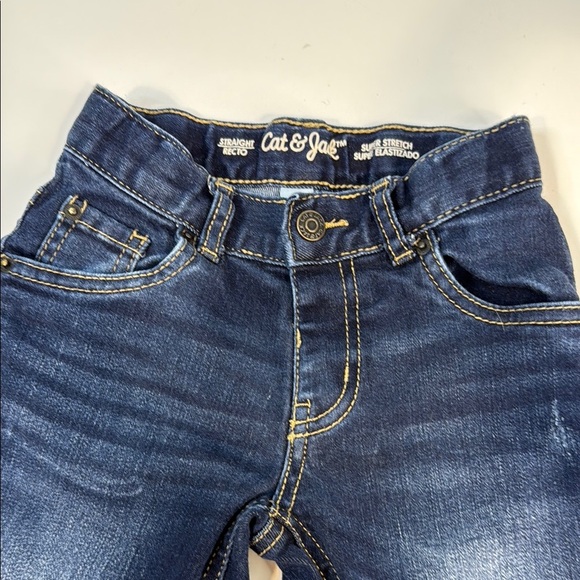 Cat & Jack Kids' Blue Jeans, super stretch, 4T, straight leg, adjustable waist - Picture 5 of 6